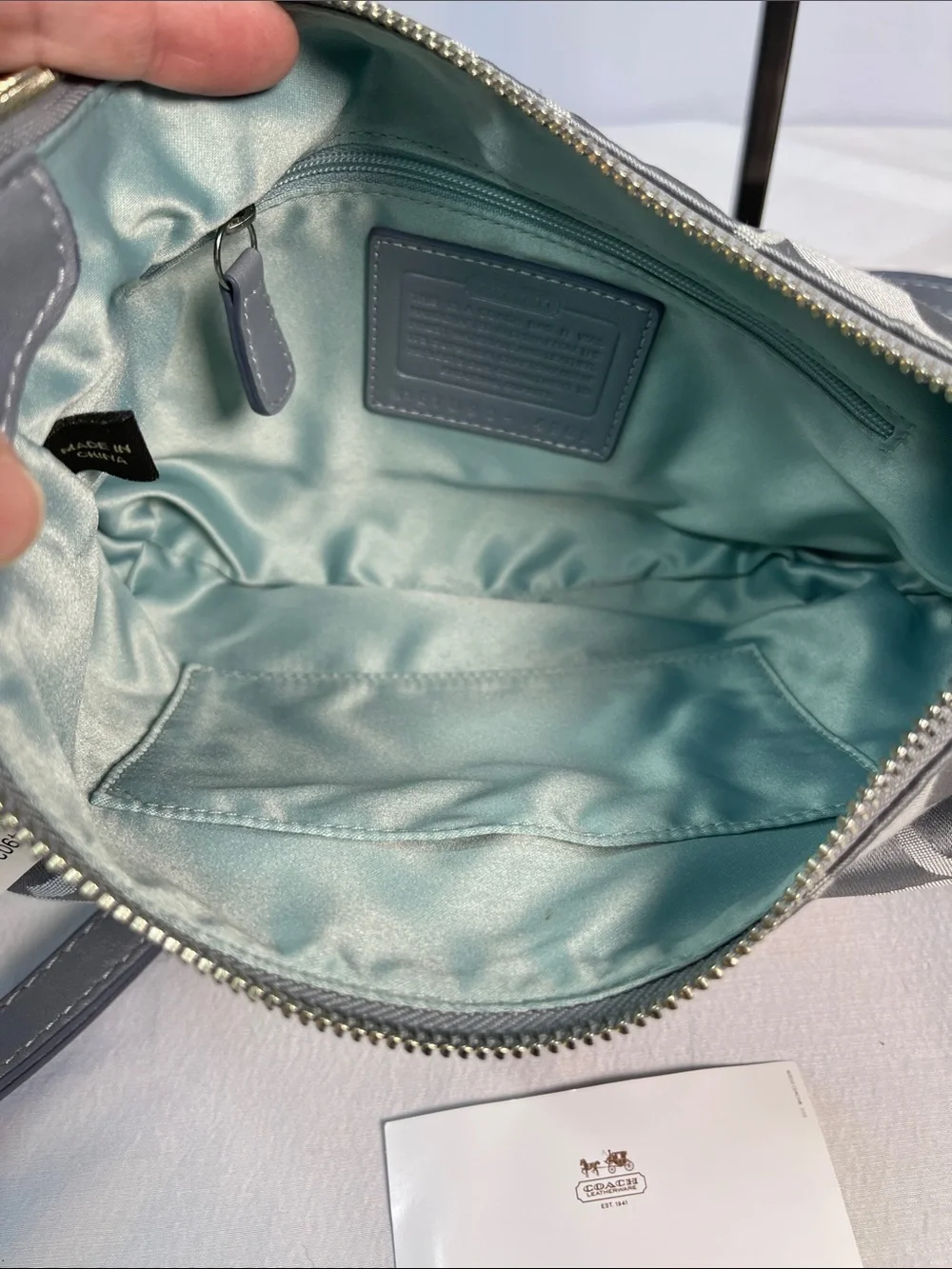 Coach E1093-14902 Kristen Signature Sateen Crossbody Blue Mist NWT